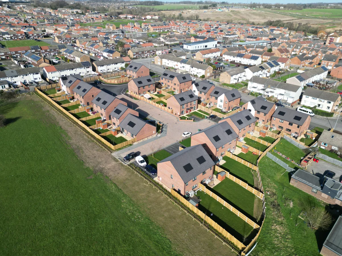 Drone photograph by Halizona of Bond Brickwork at work on the Swarcliffe development in east Leeds